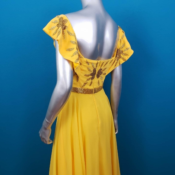 🆕️🌞 VIRGOS LOUNGE Retro Sequin Beaded Floral Dress // (NWT) - Picture 6 of 8